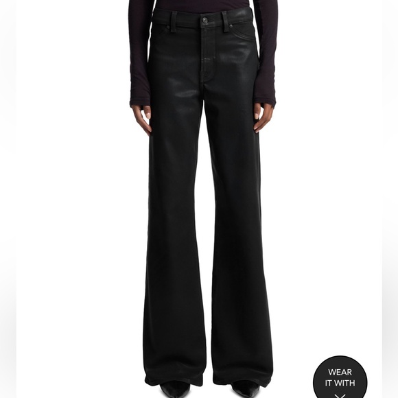 7 For All Mankind Jet Setter Coated Lotta Wide Leg Jeans